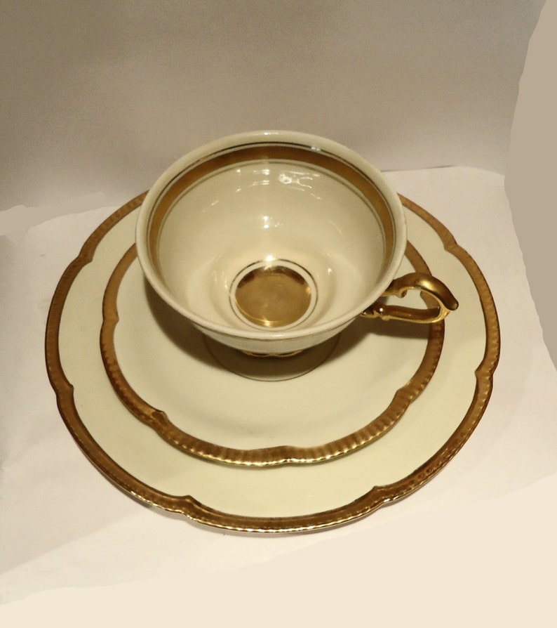 Bavarian Fine Porcelain Gold trim tea set of three Etsy