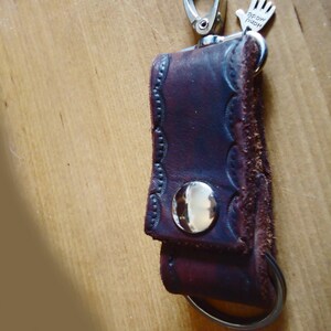 Heavy Duty DARK LEATHER key holder, STAMPED, strong image 5