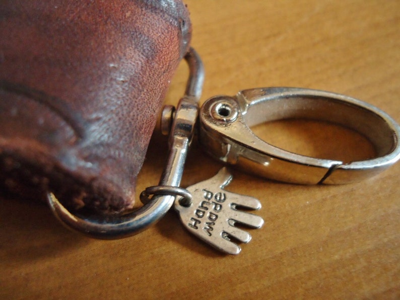 Heavy Duty DARK LEATHER key holder, STAMPED, strong image 3