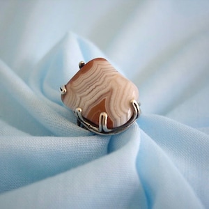 ON SALE Vintage Sterling Silver Free Form Stone Ring