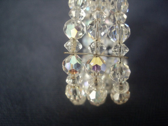 Vintage Clear AB Crystal Memory Wrap Bracelet - image 7