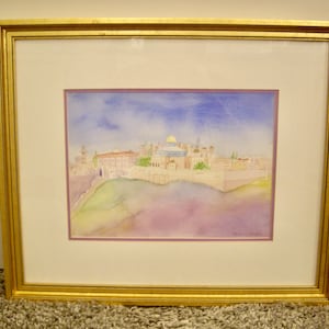 Shoshana Meerkin Framed Eternal Jerusalem Watercolor
