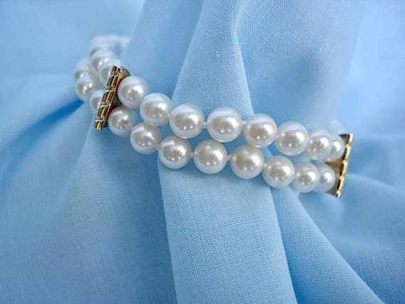 Vintage Cultured White Pearl Bracelet - image 2