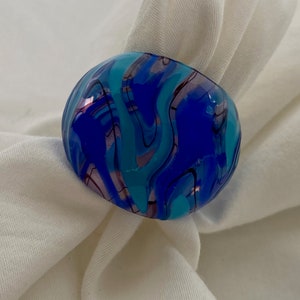 ON SALE Vintage Blue Glass Ring