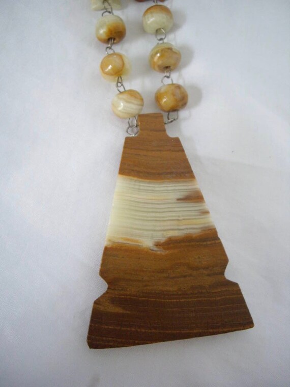 Vintage Natural Stone Pendant Necklace - image 3