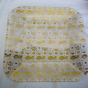Vintage Signed Georges Briard Gold on Glass Serving Tray