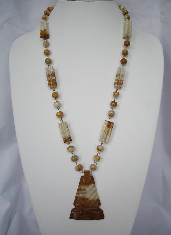 Vintage Natural Stone Pendant Necklace - image 2