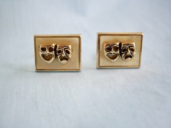 ON SALE Vintage SWANK Comedy and Tragedy Cufflinks - image 1