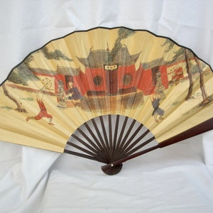 Vintage Large Oriental Hand Held Fan