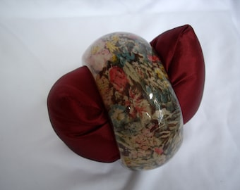 Vintage Chunky Domed Floral Transparent Acrylic Bangle Bracelet