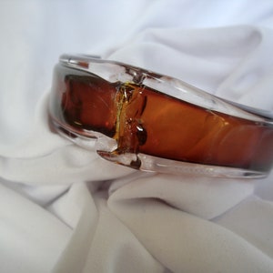 Bracelet jonc vintage en verre brun soufflé à la main