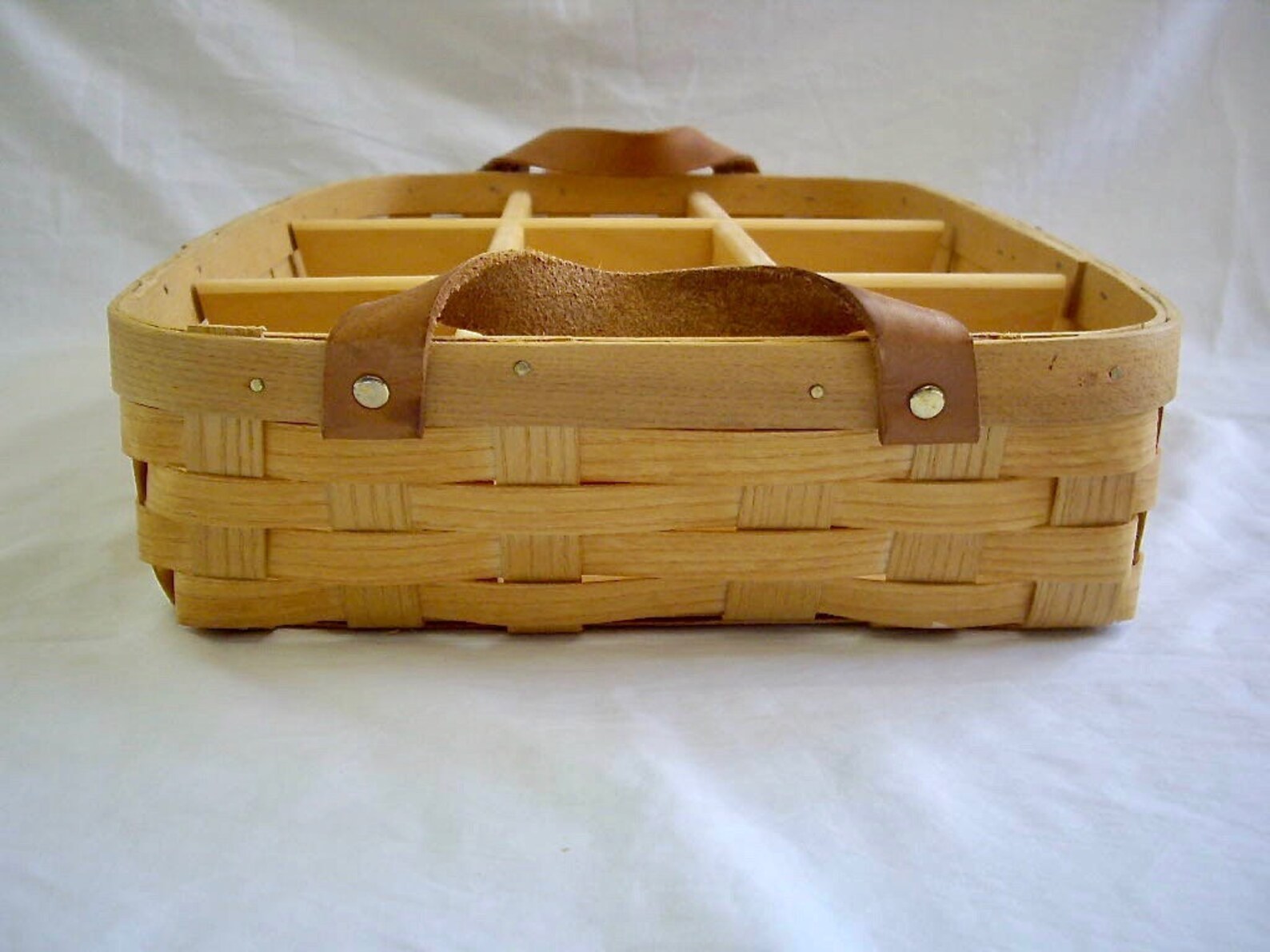 Vintage Peterboro Basket With Wood Dividers Etsy