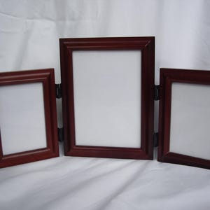 Vintage Wood Hinged Three Picture Frame