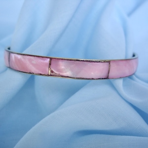 Vintage Pink Mother of Pearl Bangle Bracelet