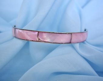 Vintage Pink Mother of Pearl Bangle Bracelet