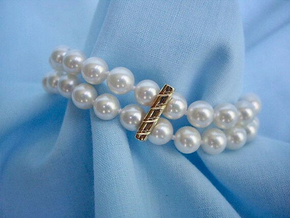 Vintage Cultured White Pearl Bracelet - image 3