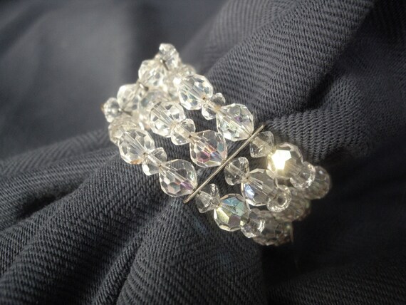 Vintage Clear AB Crystal Memory Wrap Bracelet - image 3