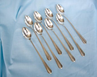 Ocho cucharas vintage plateadas para té helado, limonada y julepe de menta