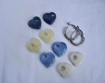 4 Pair of Puffy Heart Gemstone Earring Charms