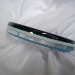 Vintage Blue Striped Lucite Hinged Bracele