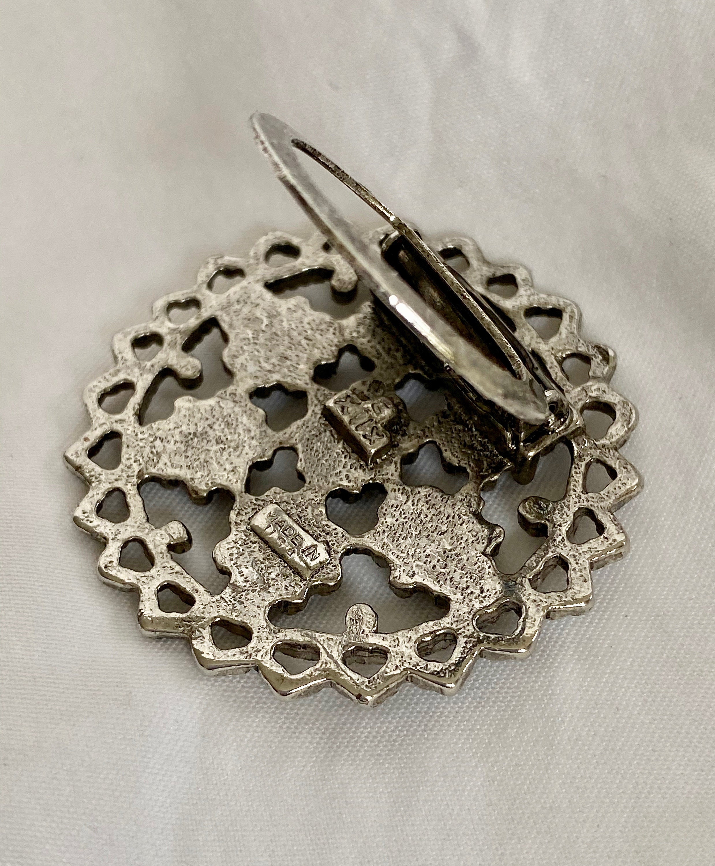 Vintage Silver Round Scarf Clip Etsy