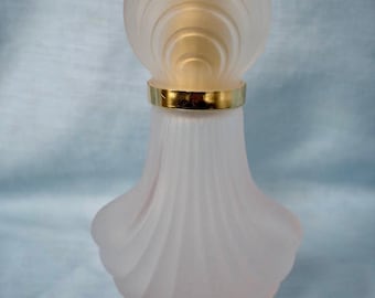 ON SALE Vintage Frosted Pink Glass Atomizer Perfume Bottle