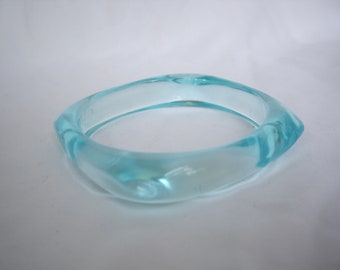 Vintage Clear Aqua Square Bangle Bracelet
