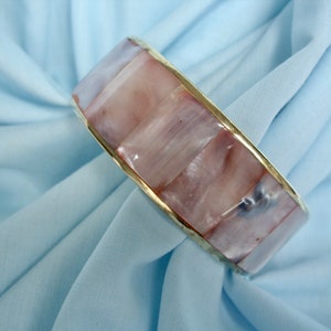 Vintage Pale Pink Mother of Pearl Bangle Bracelet