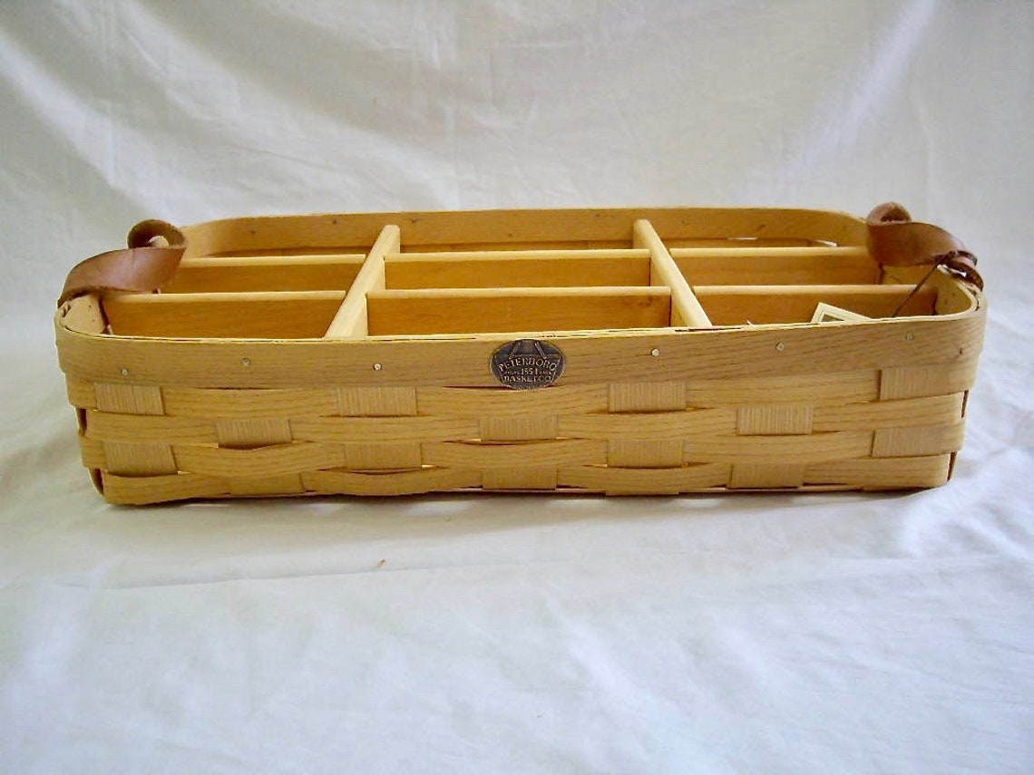 Vintage Peterboro Basket With Wood Dividers Etsy