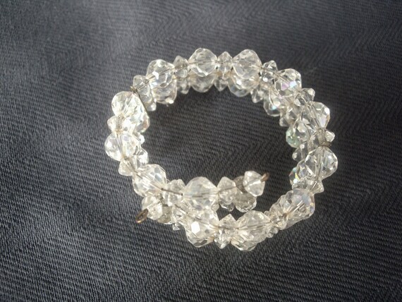 Vintage Clear AB Crystal Memory Wrap Bracelet - image 4