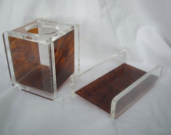 Vintage Lucite Tissue Box and Hand Towel Holder