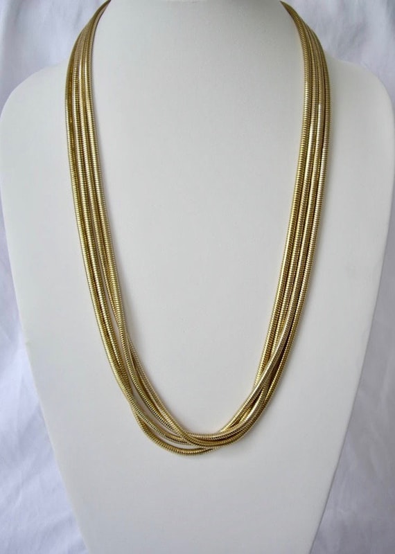 ON SALE Long Vintage Gold Snake Chain Necklace