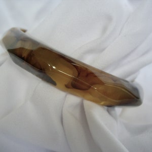 Vintage Faceted Lucite Black and Gold Bangle Bracelet