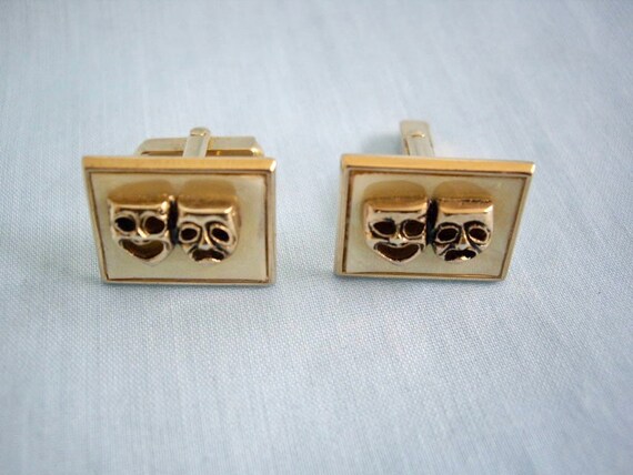 ON SALE Vintage SWANK Comedy and Tragedy Cufflinks - image 3