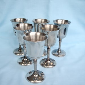Six Vintage Silver Plate Cordial/Whiskey/Wine Glasses from Argentina