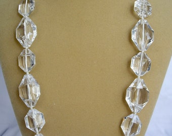 Vintage Faceted Lucite Beaded Long Necklace