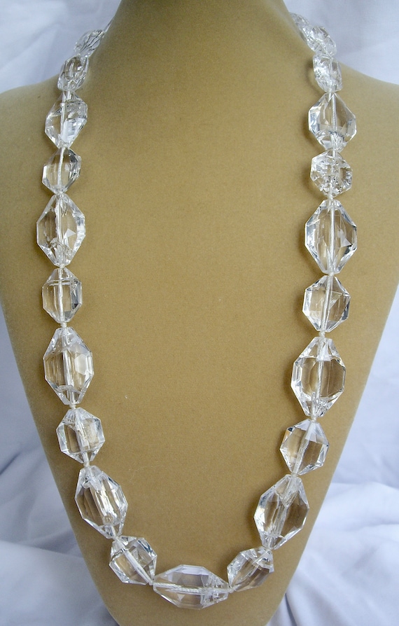 Vintage Faceted Lucite Beaded Long Necklace