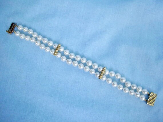 Vintage Cultured White Pearl Bracelet - image 7