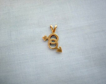 Vintage 14K Yellow Gold Male and Female Gender Pendant