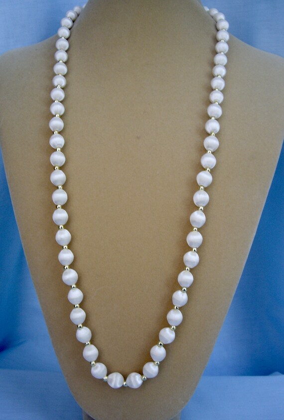 Vintage Off White/Cream Silk Beaded  Necklace