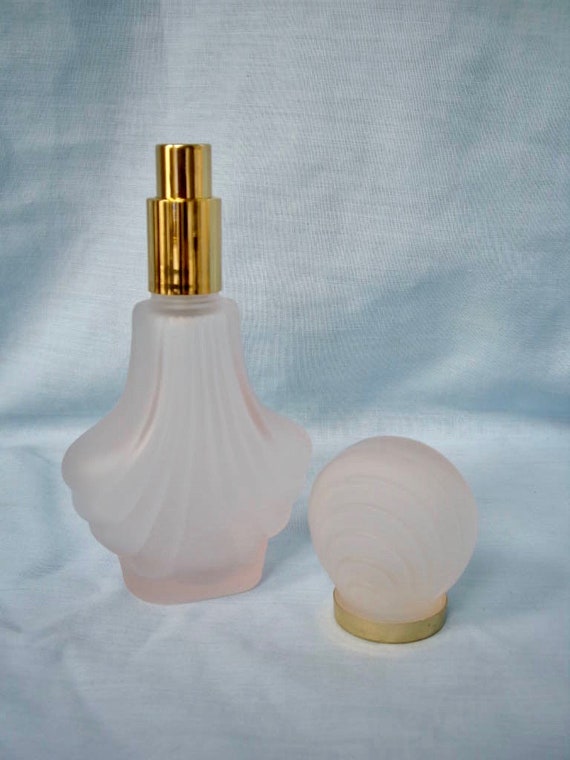 Vintage Frosted Pink Glass Atomizer Perfume Bottle - image 6
