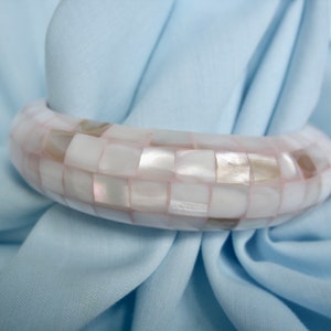 Vintage Pale Pink Mother of Pearl Bangle Bracelet