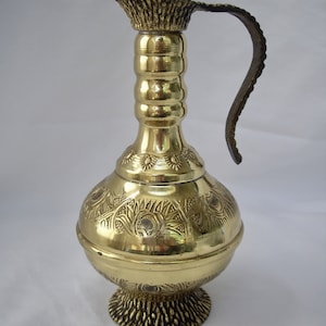 Vintage Etched Brass Pitcher/Jug
