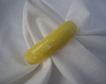 Vintage Yellow White Lines Bangle Bracelet