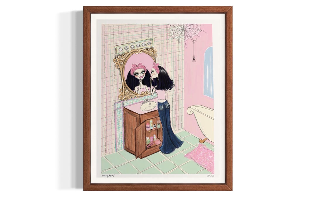 Getting Ready Art Getting Ready Art Print Wall Art Bed Bath Vanity Art Bathroom Scene ...