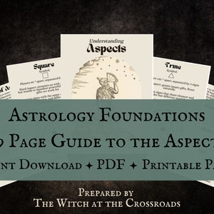 Guia de Astrologia PDF, Guia para os Aspectos, Aprenda Astrologia do iniciante ao avançado, download instantâneo PDF EBook, Livro das Sombras Grimoire Pages