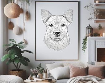 Dog Art Print, Minimalist Digital Wall Art, Dog Poster, Printable Wall Art, Room Decor, Animals Print, Trendy Dog Print, Line Art