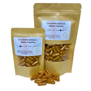Circulation Balance Capsules | Turmeric, Cayenne & Black Pepper Blend | 500mg | 30–120 Ct