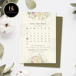 Klantgerichte trouwkaart Save the Date | Digitale huwelijksuitnodiging downloaden | Afdrukbare huwelijksuitnodiging | Gepersonaliseerde kaart | Aangepaste tekst