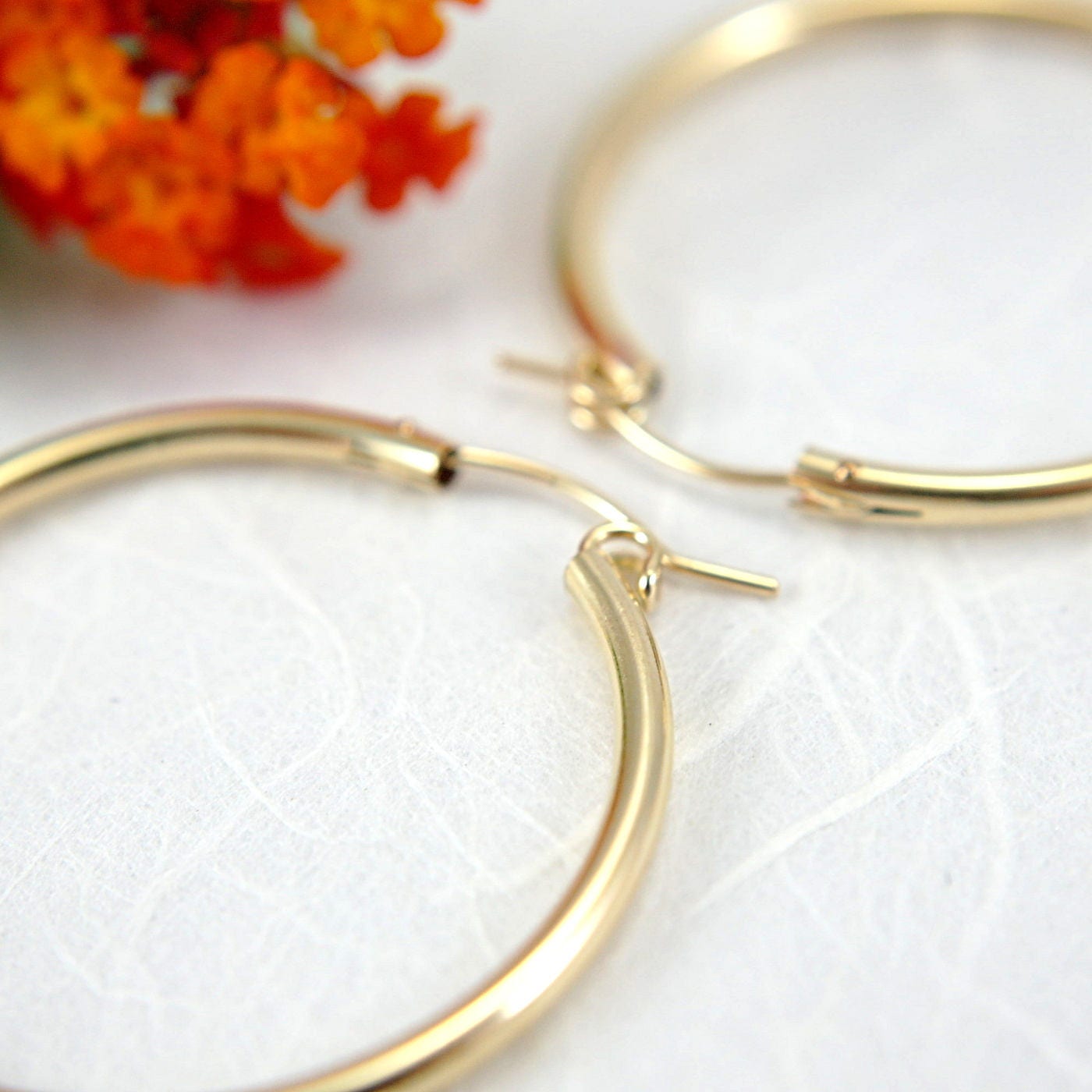 34mm 14k yellow gold filled hoop earrings large size 1.34 inch | Etsy